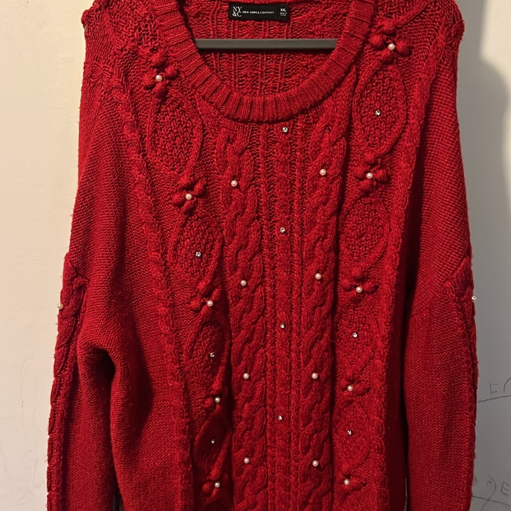 Red Cable Knit Sweater